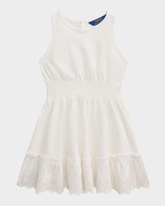 Girl's Smocked Dress W/ Eyelet Trim, Size 2-6X